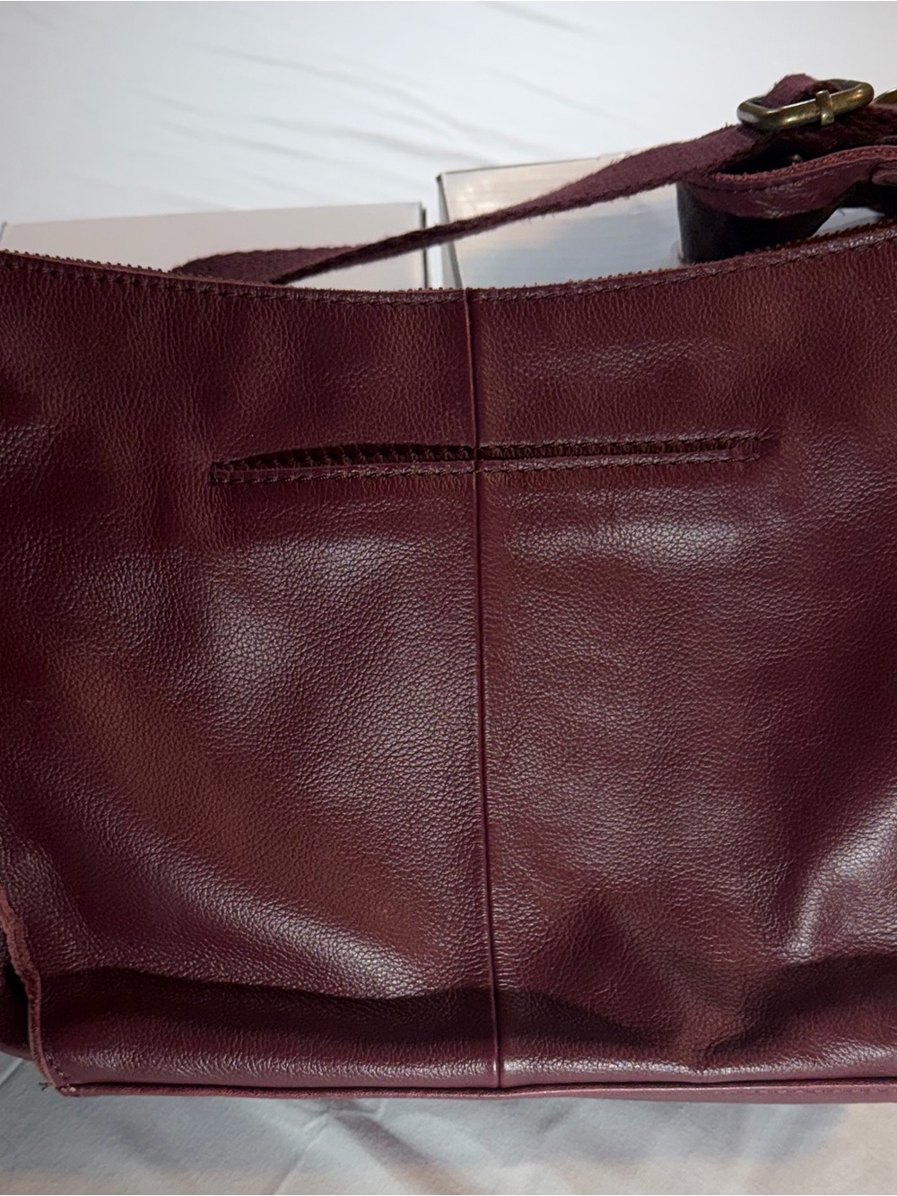 The Sak Woven Patchwork Crossbody in Red and Burgundy - Picture 6 of 9